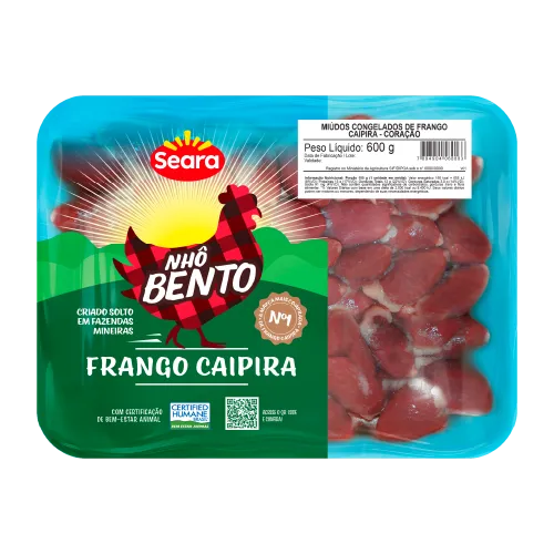 Coração de Frango Caipira Bandeja Nhô Bento 600g