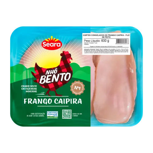 Filé de Peito de Frango Caipira Bandeja Nhô Bento 600g