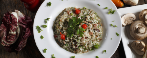 Risoto de Carne Seca com Queijo Coalho