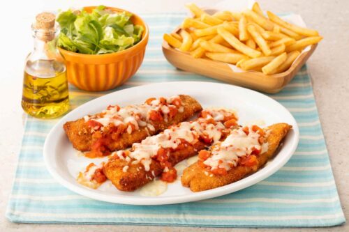 Filé de Merluza à Parmegiana