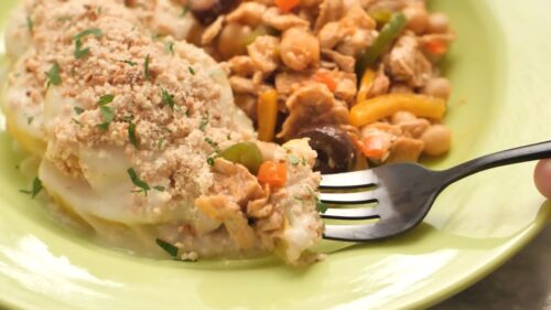 Bacalhau Vegetal com Batata Gratinada