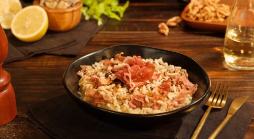 Risoto de Shimeji com Presunto Cru