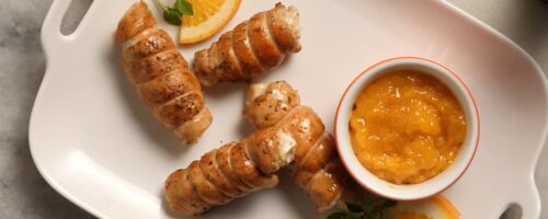 Enroladinho de Frango com Damasco e Brie