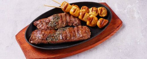 Entraña com Molho Chimichurri com Queijo Mussarela Defumado