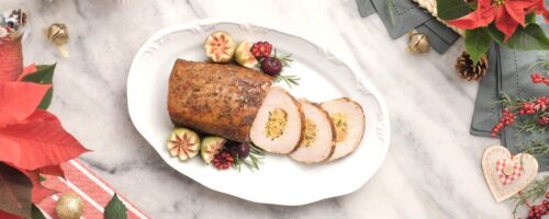 Lombo Recheado com Farofa de Abacaxi