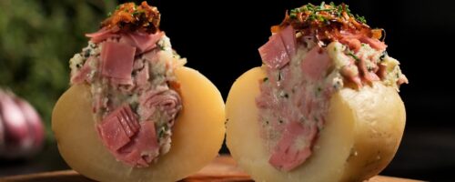 Batata Recheada com Mortadela e Gorgonzola