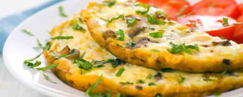 Omelete de Claras Com Frango e Cogumelos