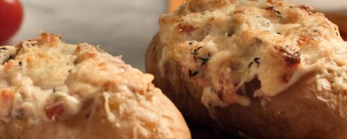 Batata Recheada com Bacon e Presunto