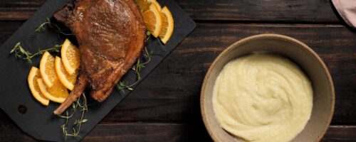 Prime Rib Suíno e Purê de Batata com Wasabi