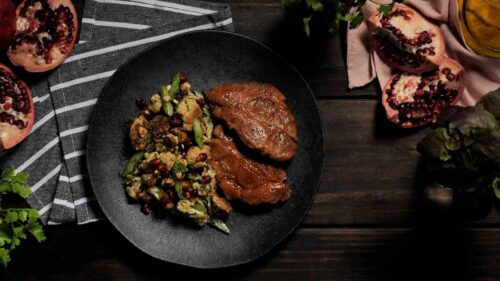Bife de Ancho com Salada de Couve-Flor e Avelãs