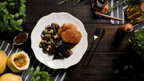 Carne de Porco com Legumes Assados