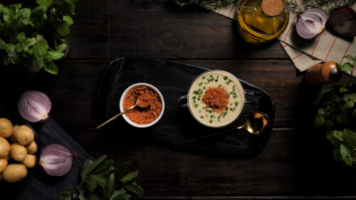 Farofa de Bacon com Vichyssoise