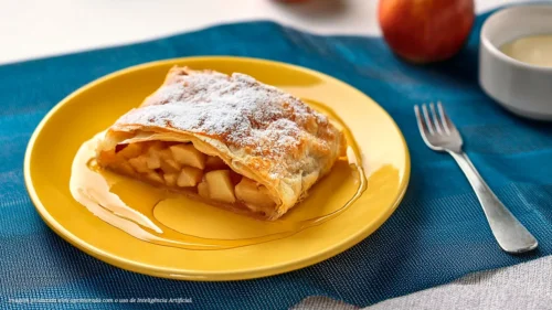 Strudel de maçã com calda de baunilha