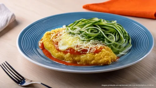 Tilápia à parmegiana com espaguete de abobrinha