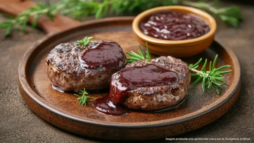 Escalope de alcatra com molho bordelaise