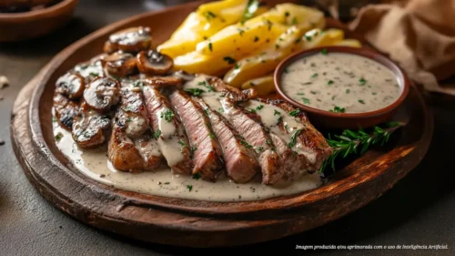 Picanha com cogumelos ao molho de creme