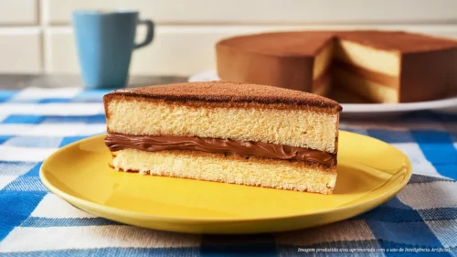 Pão de ló recheado com creme de avelã