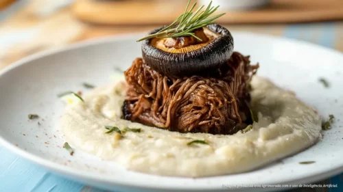 Cupim Recheado de Cogumelo Portobello com Creme de Mandioca