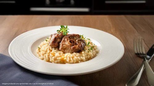 Risoto milanês com ossobuco