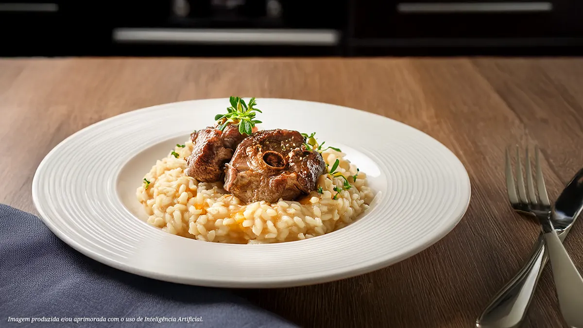Risoto milanês com ossobuco
