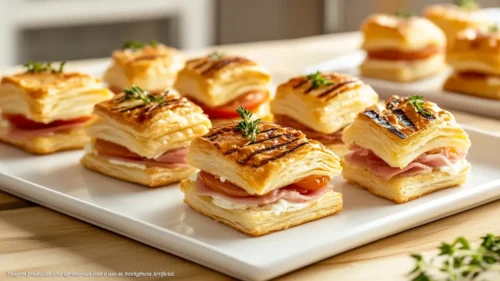 Sanduíche de Massa Folhada com Presunto Cozido e Queijo