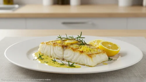 Bacalhau grelhado com ervas e limão siciliano