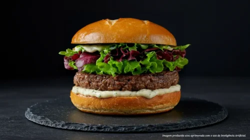 Hambúrguer de cogumelos com maionese caseira de tofu
