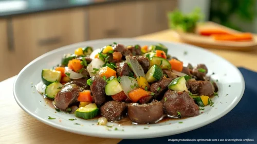 Rim bovino com legumes assados