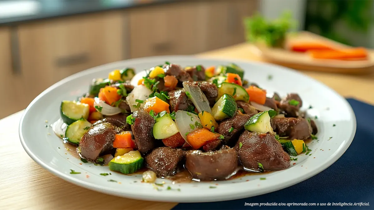 Rim bovino com legumes assados
