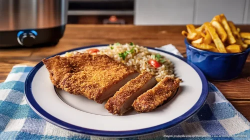 Peito bovino empanado na airfryer