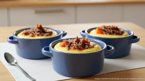 Polenta cremosa com ragu de rabada