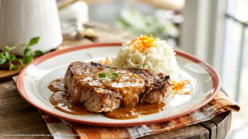 Bisteca suína ao molho de laranja e gengibre
