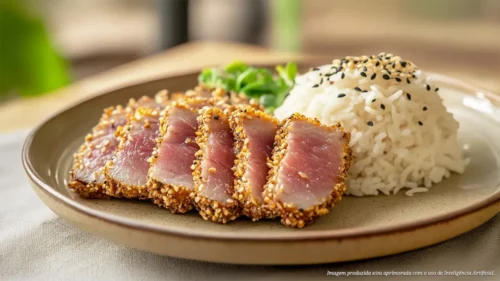 Atum com crosta crocante de gergelim