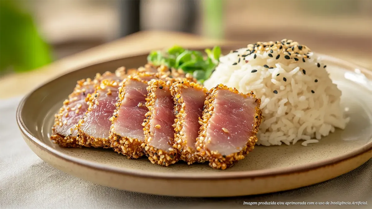 Atum com crosta crocante de gergelim