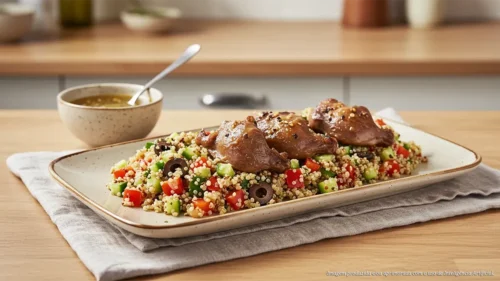 Moela de frango com salada de quinoa