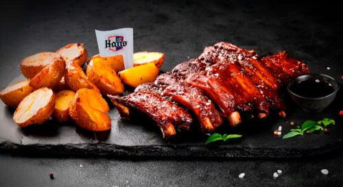 Costela Defumada Hans com Molho de Cerveja Preta e Batatas ao Forno