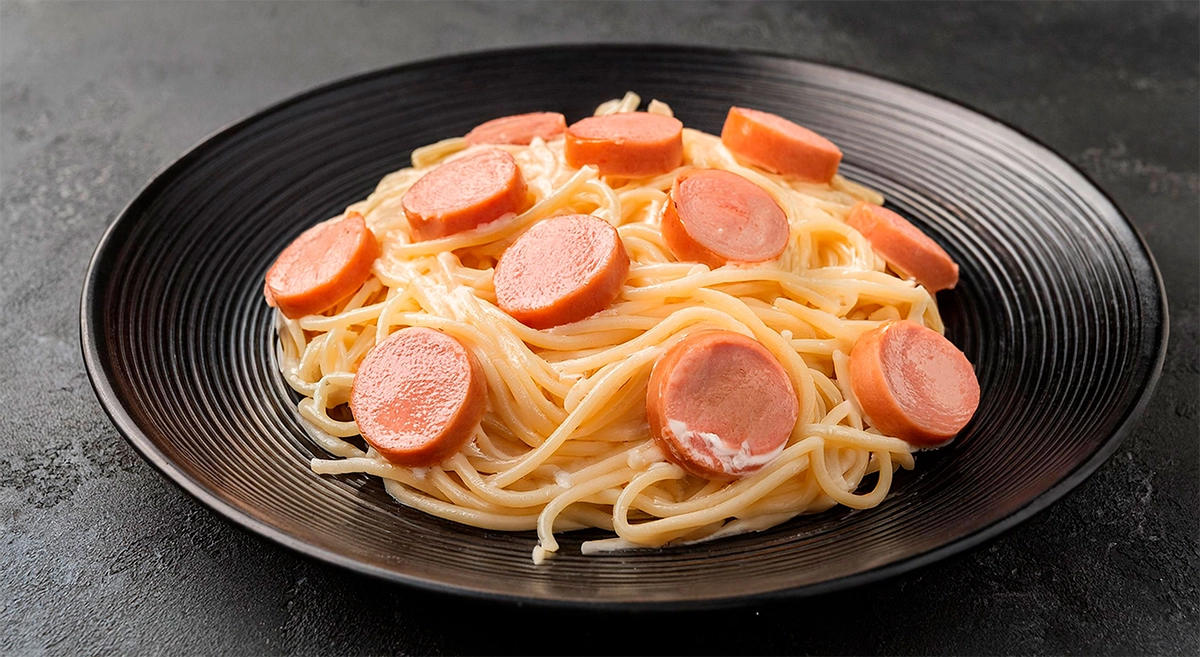 Macarrão à moda alemã com Salsicha Frankfurt