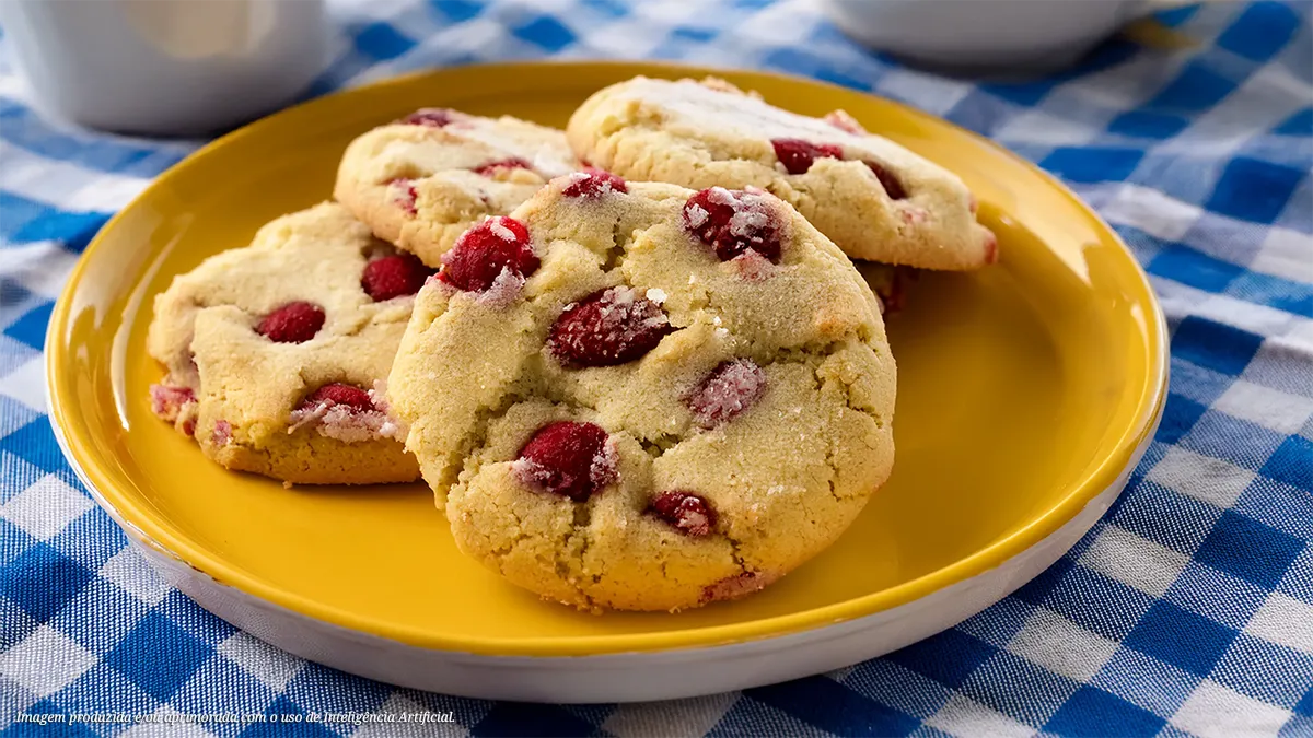 Cookie de framboesa com chocolate branco