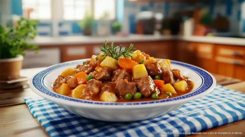 Ensopado de legumes com bife de caçarola