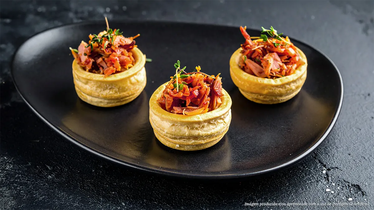 Vol-au-vent de costela defumada com redução de ervas