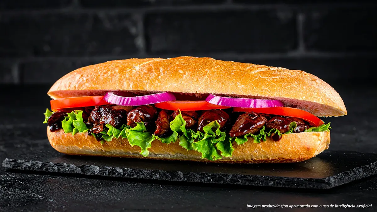 Sanduíche de coração de frango ao molho shoyu e gengibre