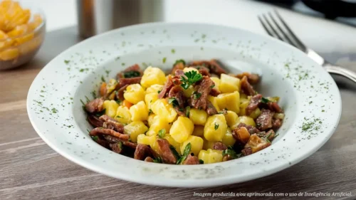 Nhoque de batata-doce com ragu de rabada