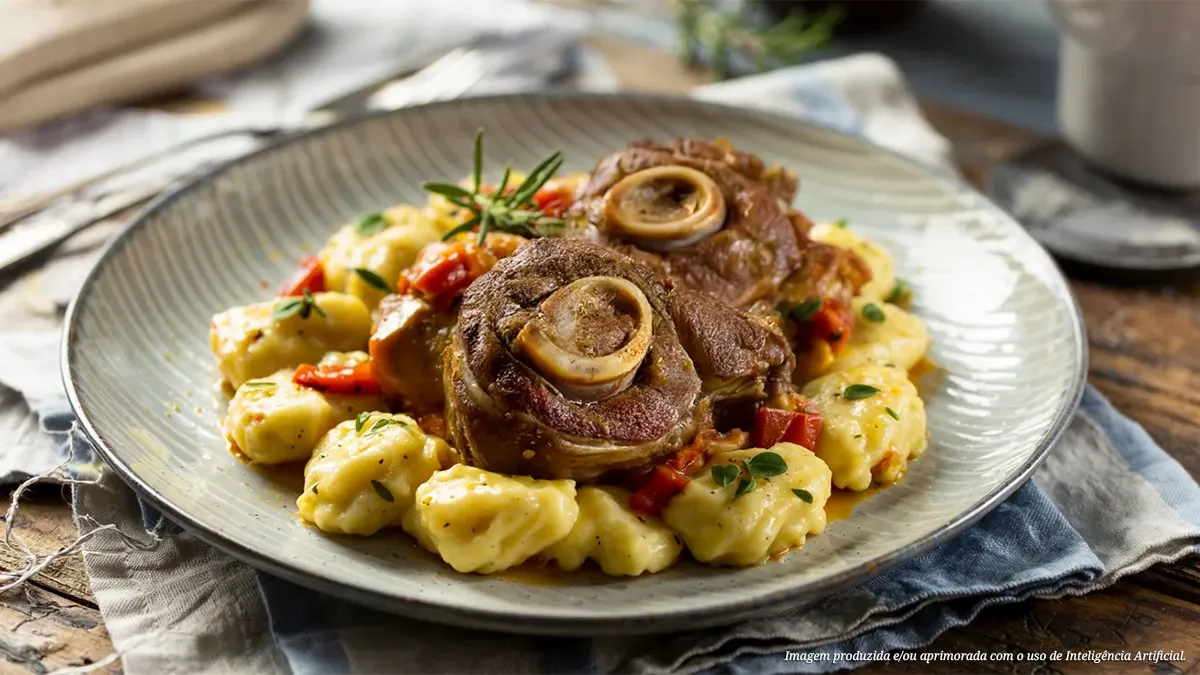 Ossobuco com nhoque ao limone