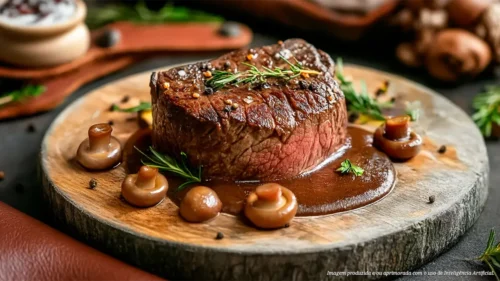 Filé mignon com molho de cogumelos