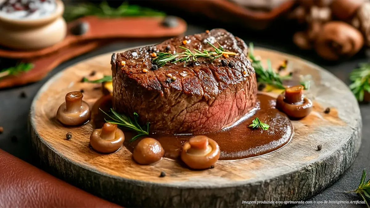 Filé mignon com molho de cogumelos