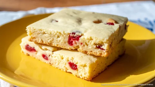 Brownie de chocolate branco com frutas vermelhas