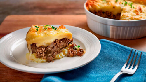 Escondidinho de carne com purê de batata trufado