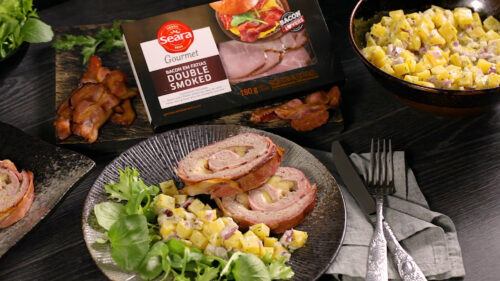 Rocambole de Carne com Queijo e Bacon