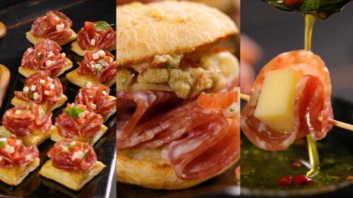 Três Aperitivos com Salame Italiano