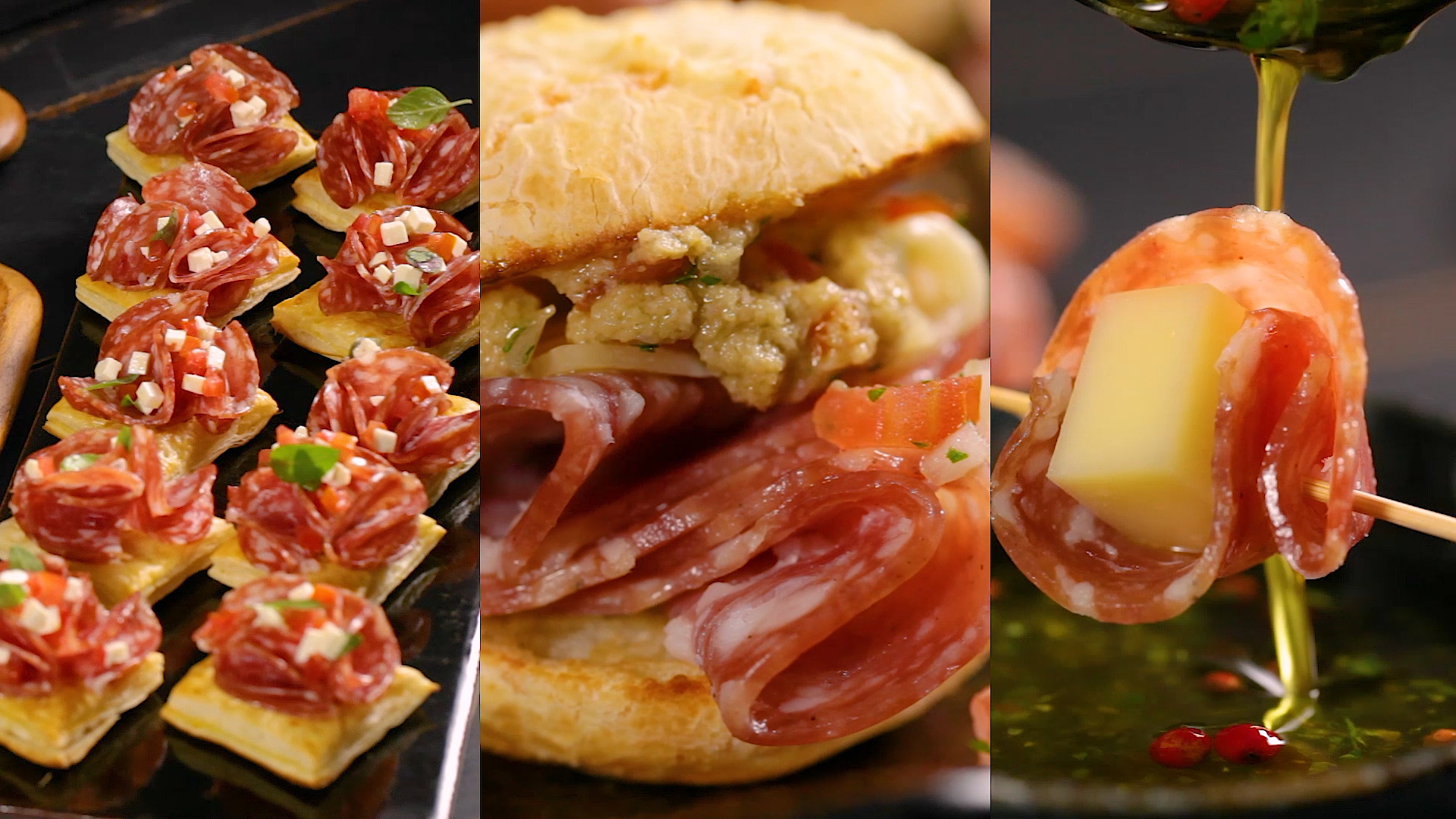 Três Aperitivos com Salame Italiano